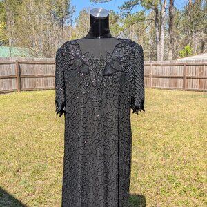 Scala Black Beaded Maxi Dress